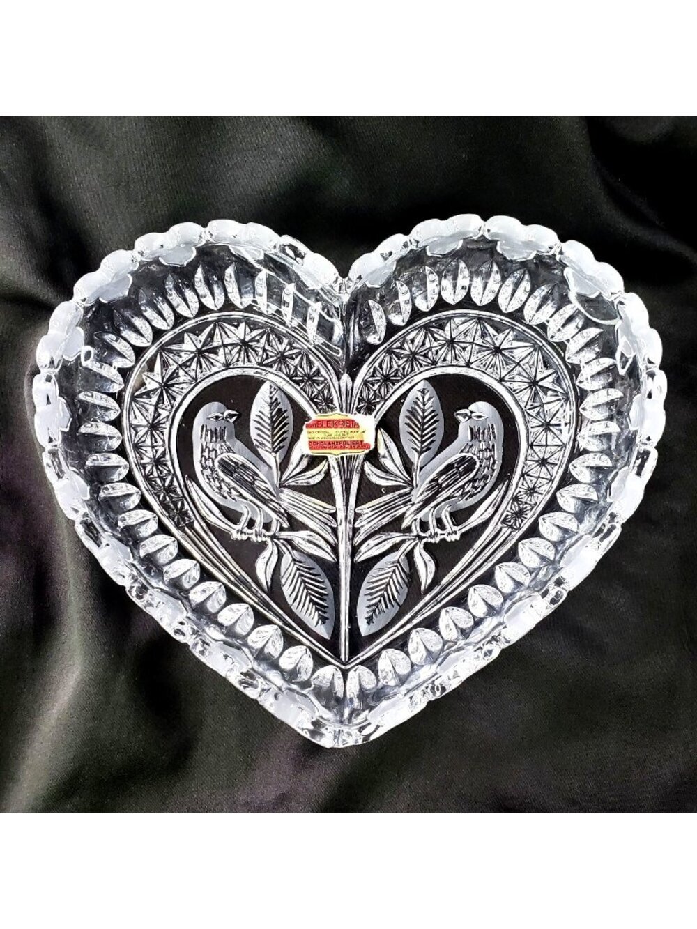 VTG Echt Bleikristall Hofbauer Byrdes‎ Lead Crystal Heart Bowl Western Germany